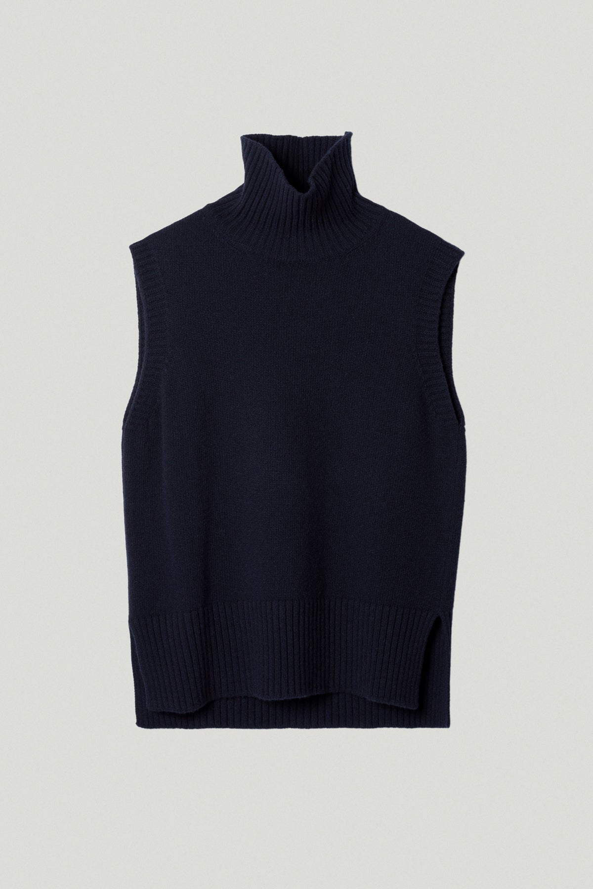 the high neck woolen vest blue navy