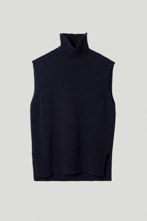 Blue Navy | The High-Neck Woolen Vest