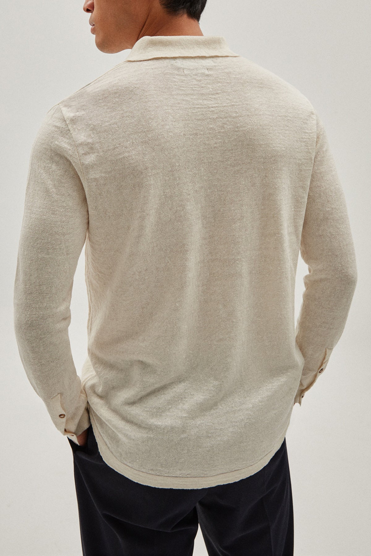 the linen cotton knit shirt imperfect version 6 milk white