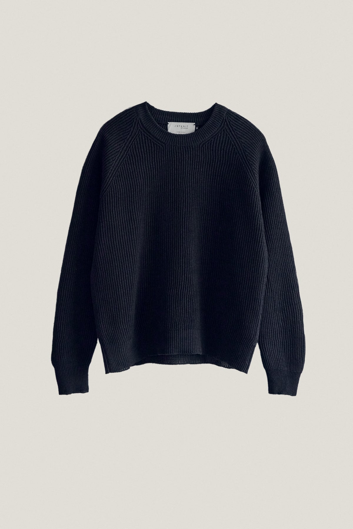 the linen cotton ribbed sweater blue navy