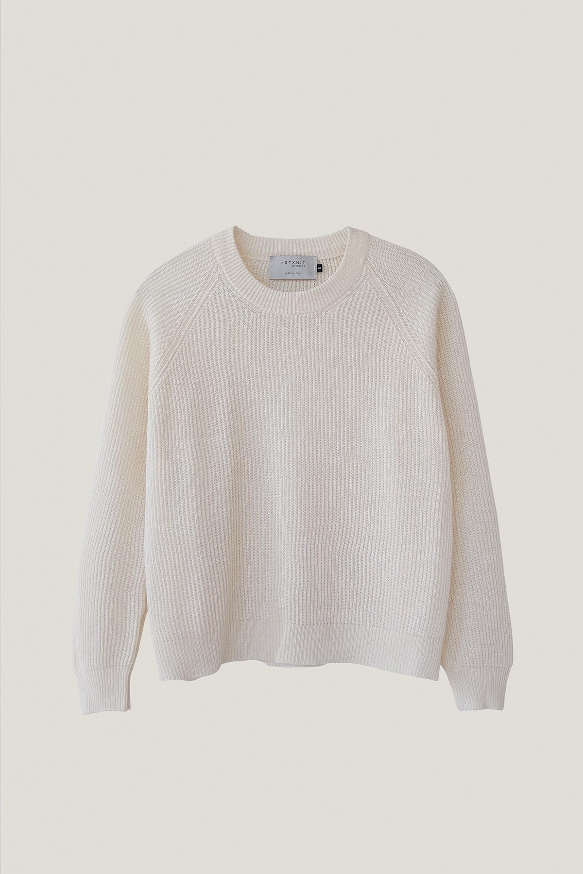 the linen cotton ribbed sweater milk white