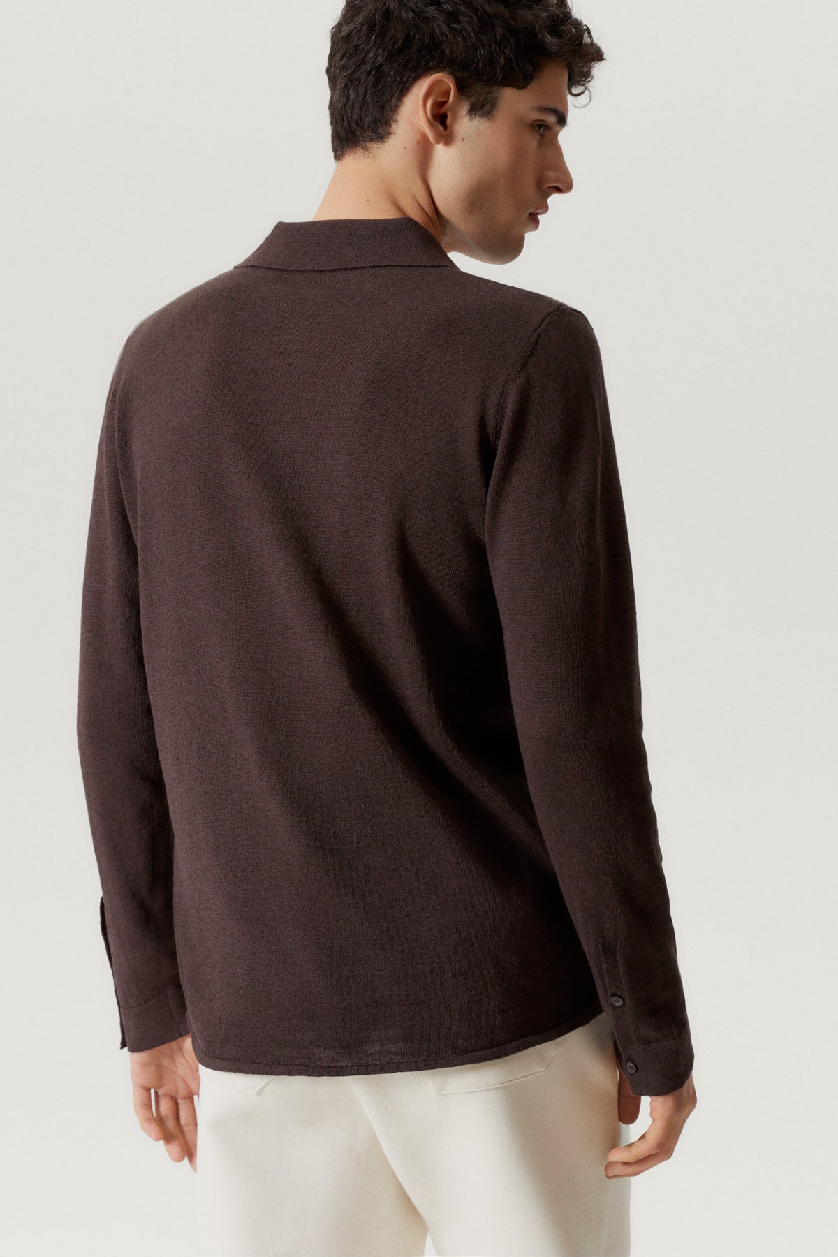 the linen cotton knit shirt brown