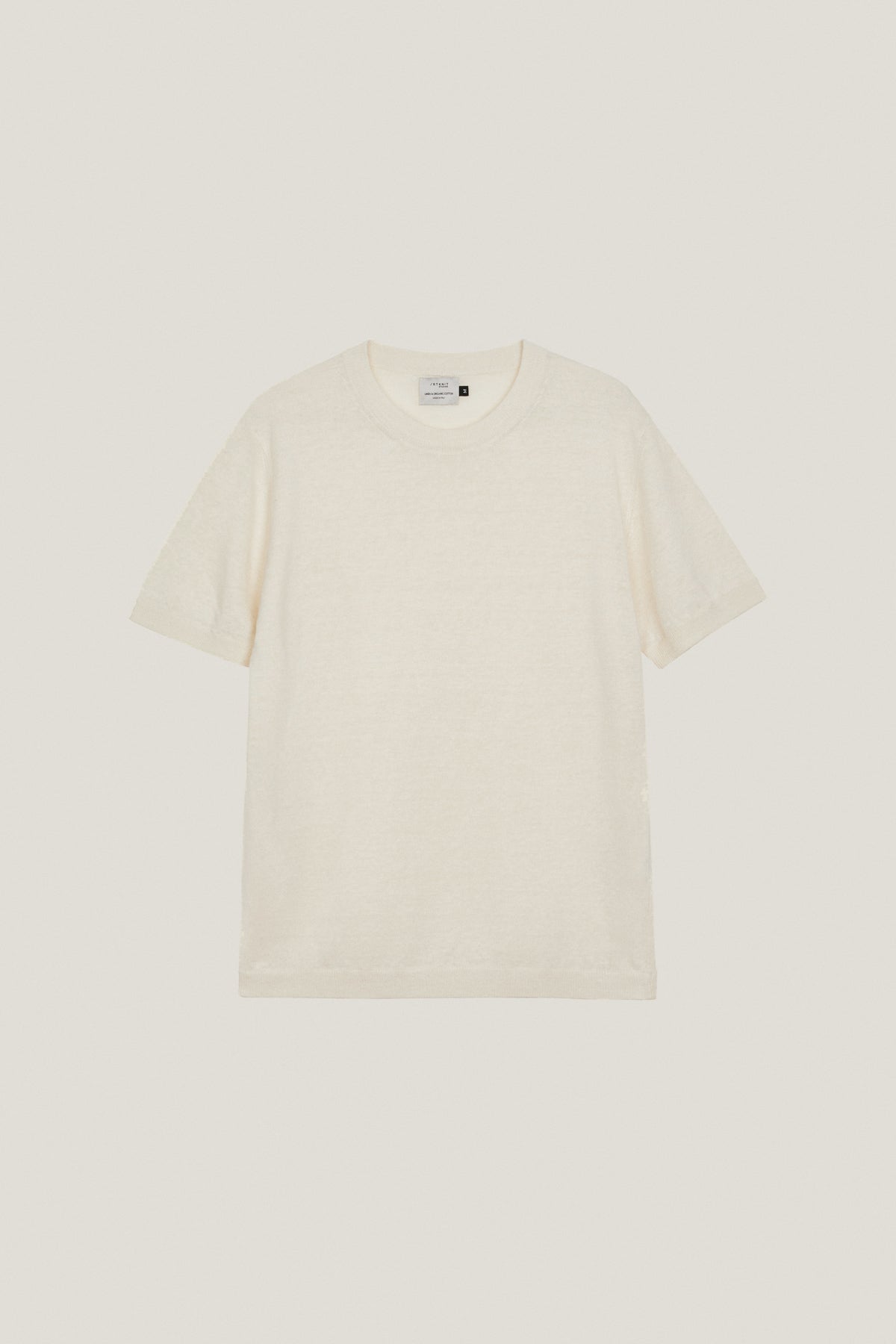 the linen cotton knit t shirt milk white