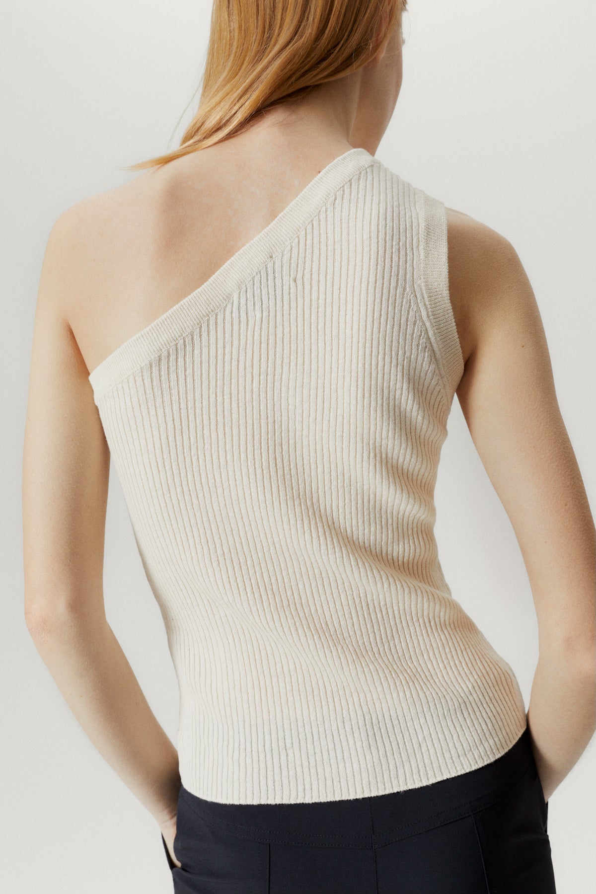 the linen cotton one shoulder top milk white