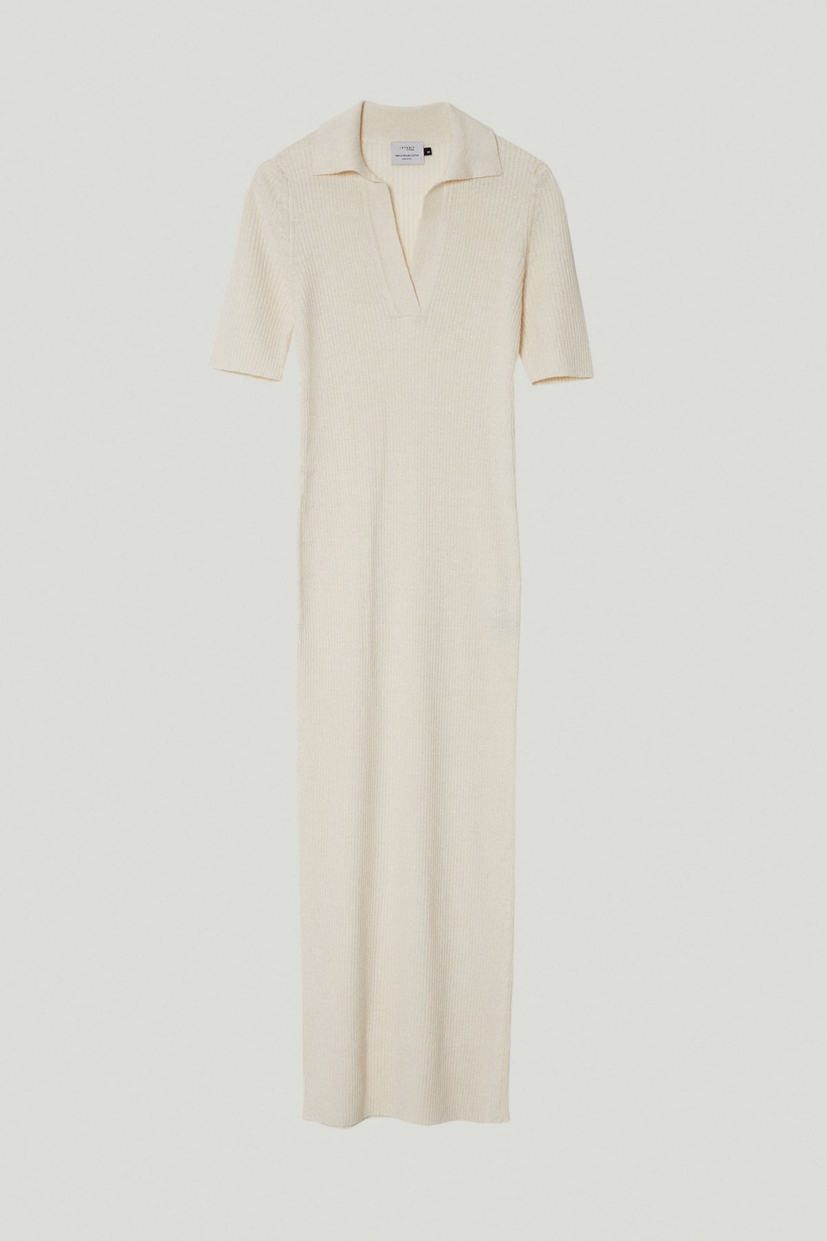 the linen cotton long polo dress milk white