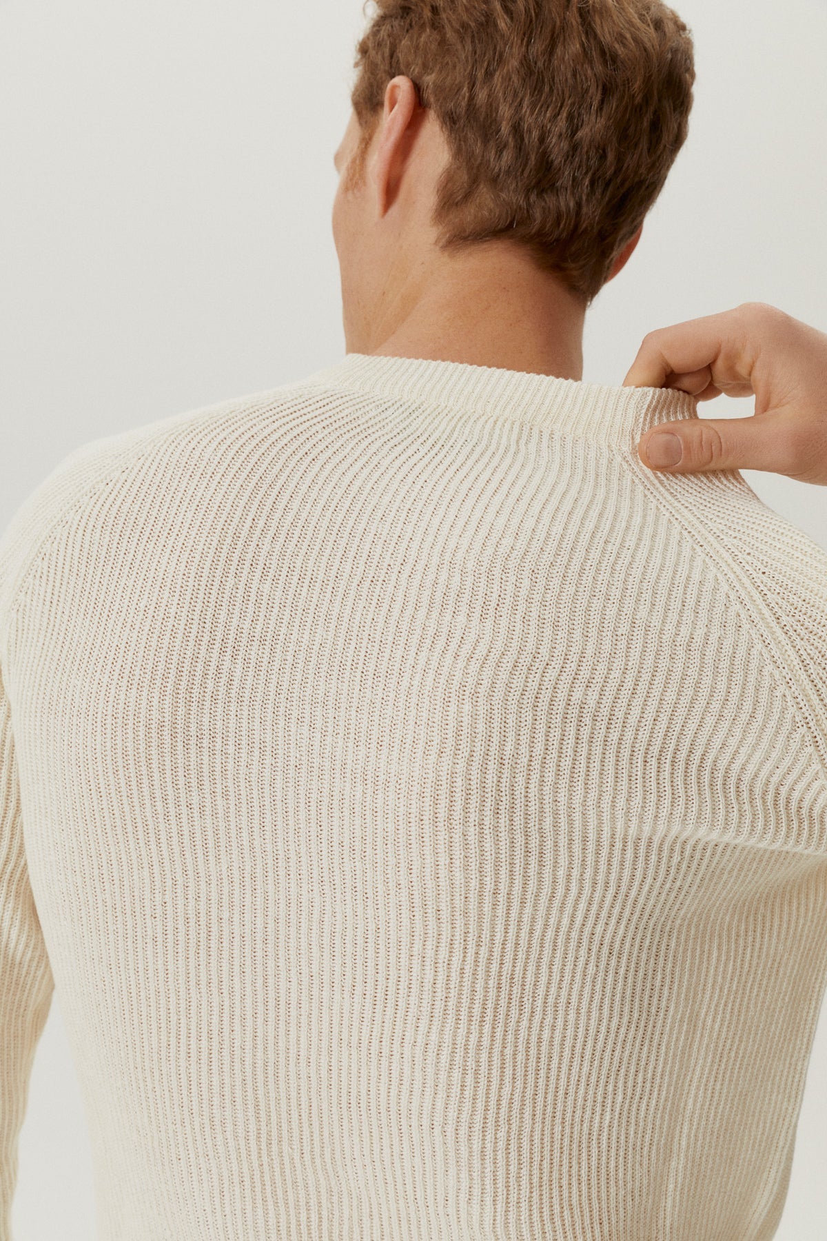 the linen cotton ribbed sweater milk white