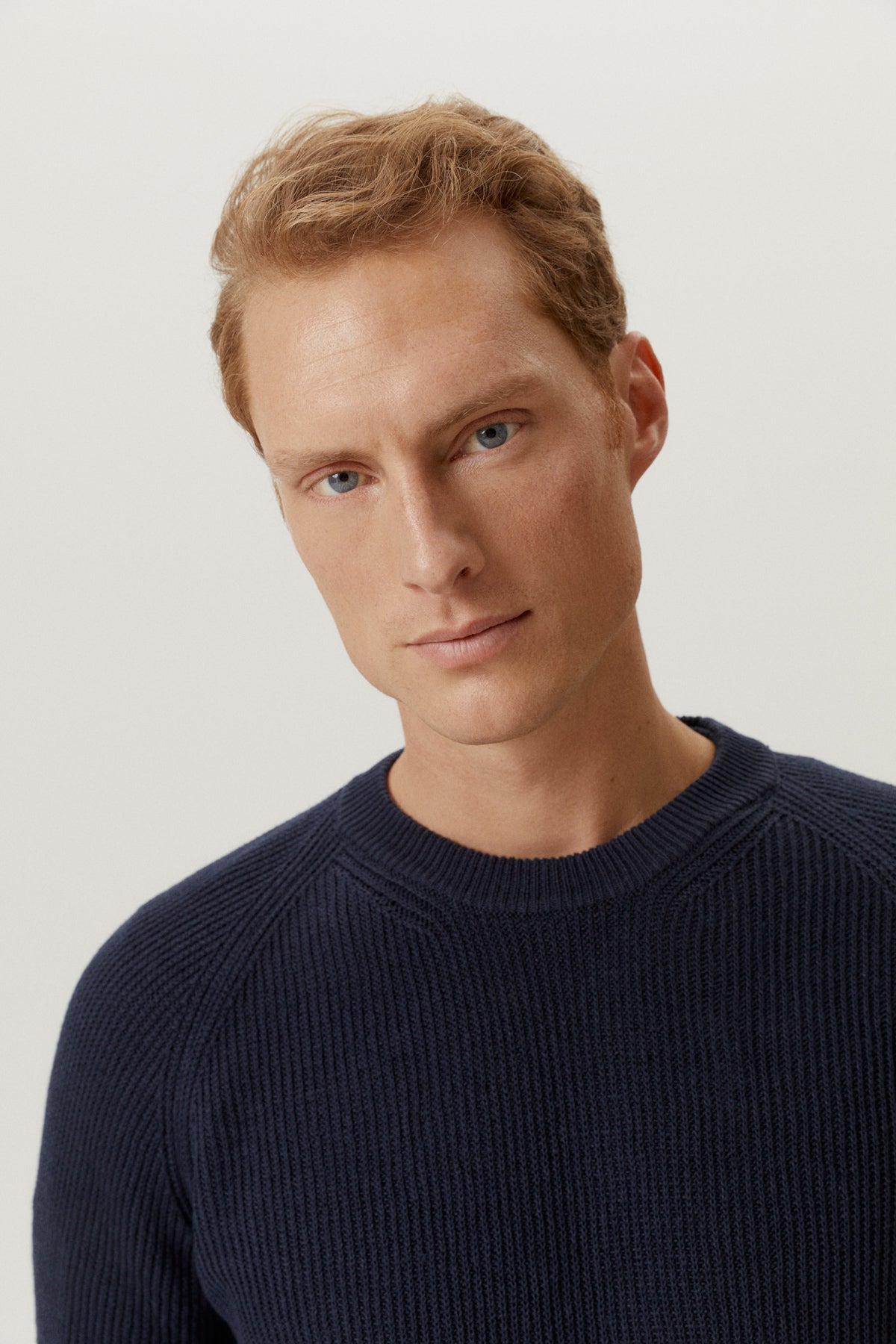 the linen cotton ribbed sweater blue navy