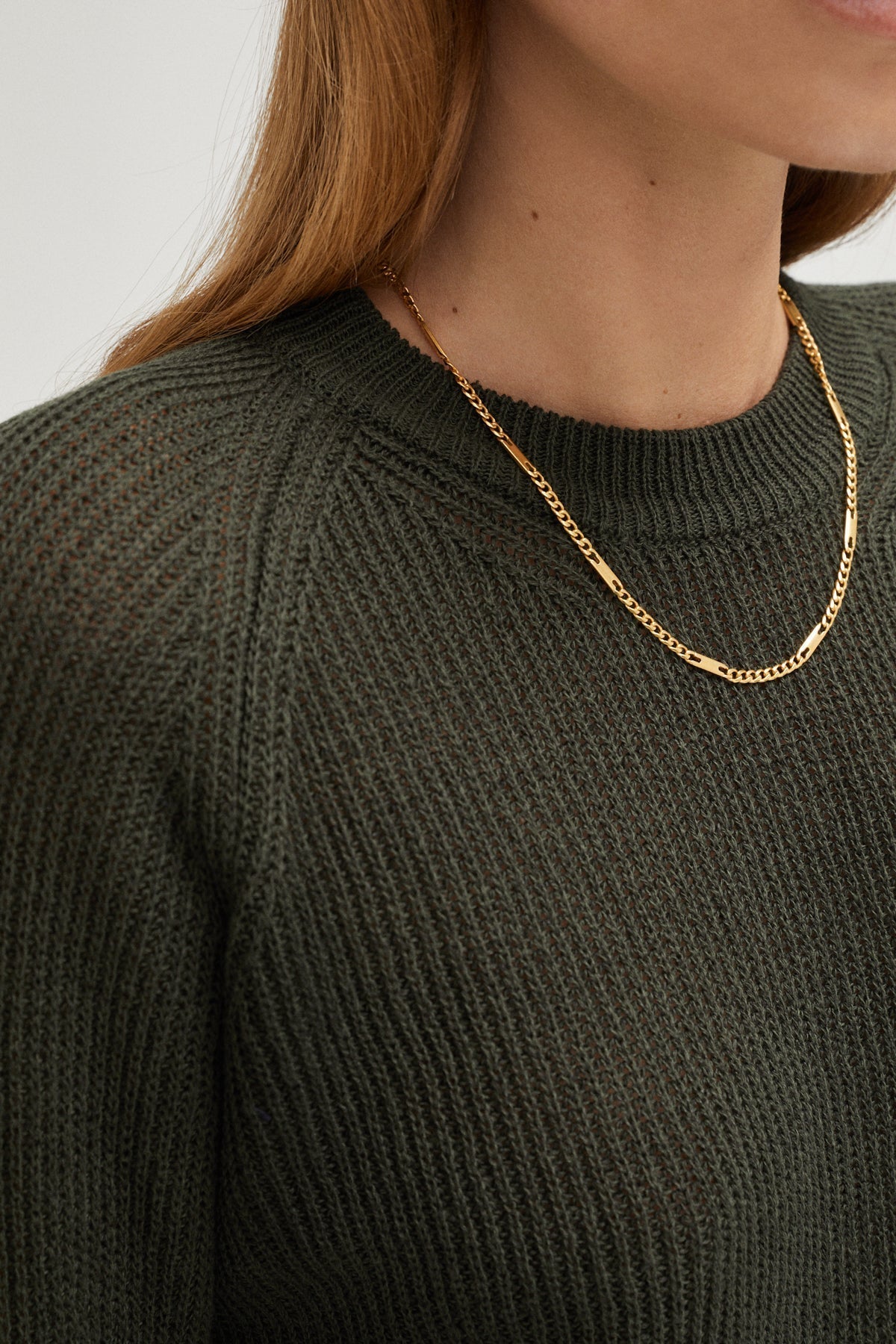 the linen cotton ribbed sweater military green
