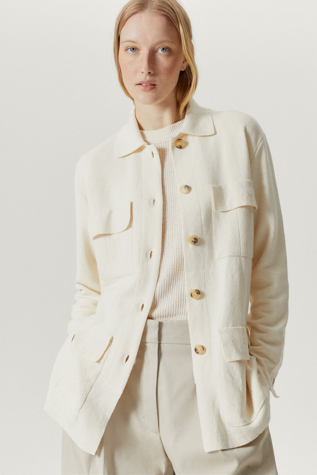 Veste Blanche Transit Par Such Taille 2 – Coton & Lin – Coupe Regular Femme – Modèle 601
