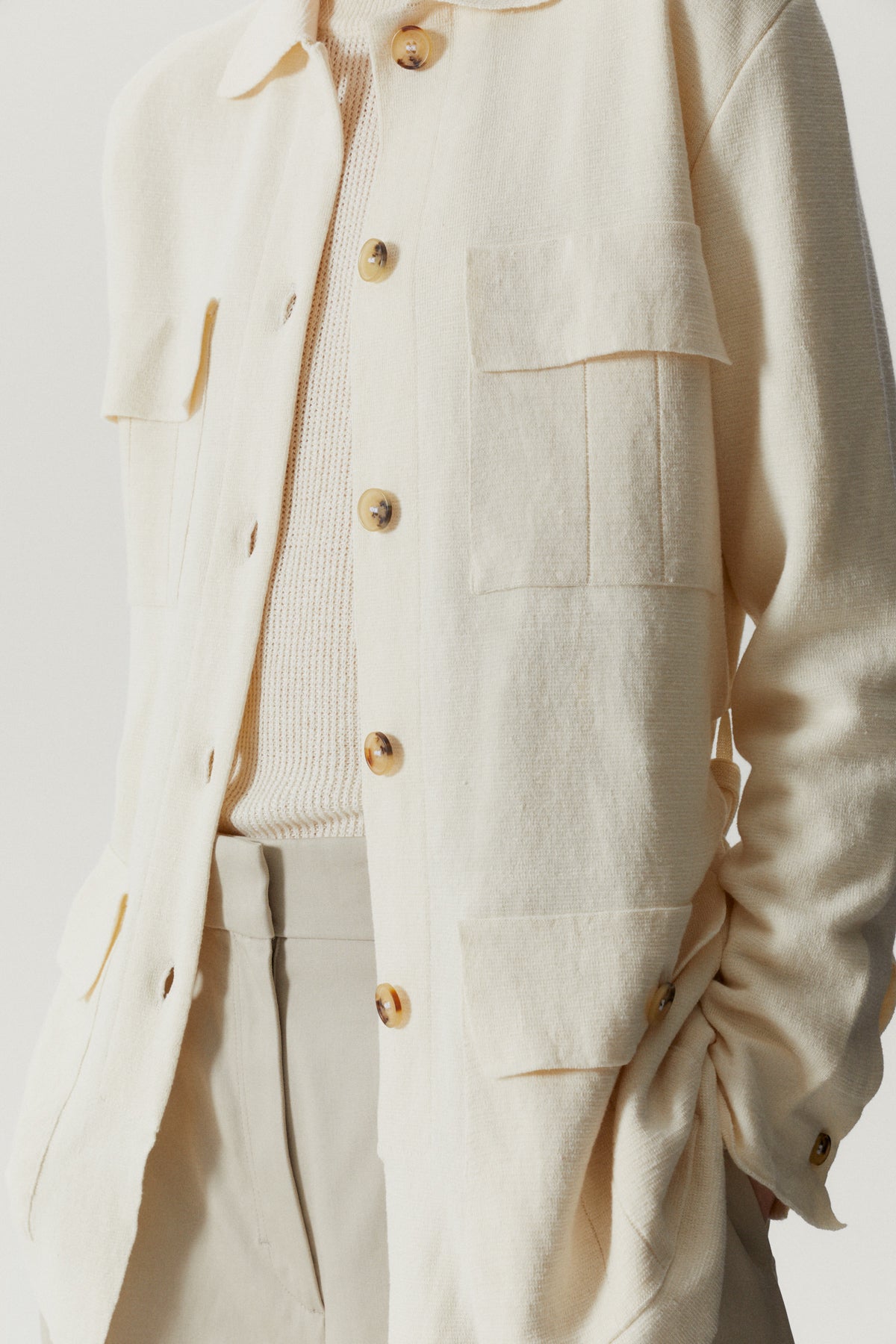 the linen cotton sahariana jacket milk white