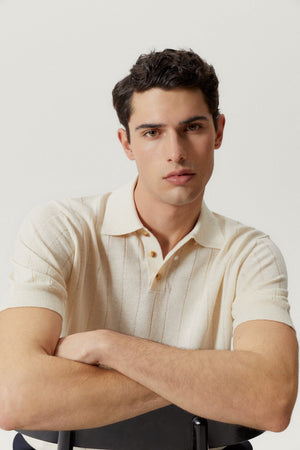 Cotton Linen Stripe Victor Polo