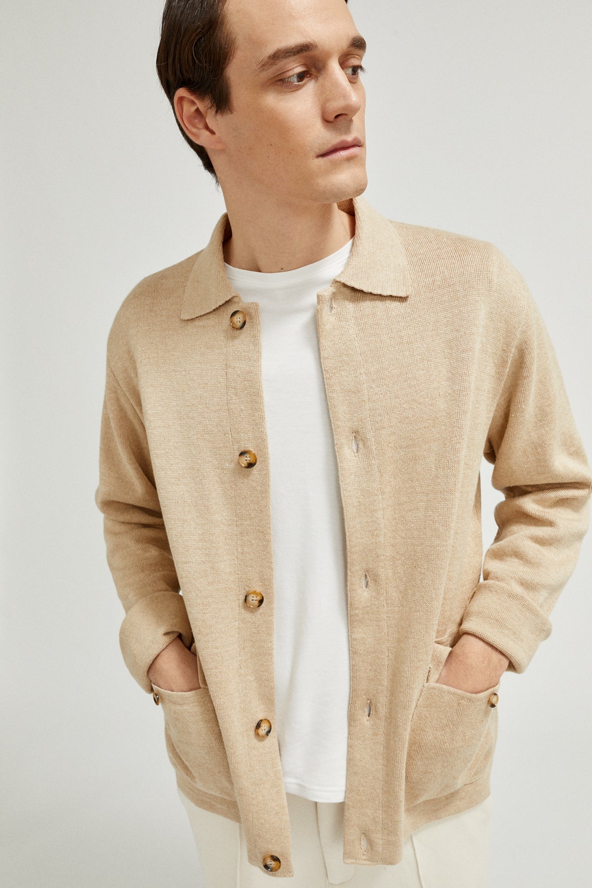 the linen cotton jacket beige