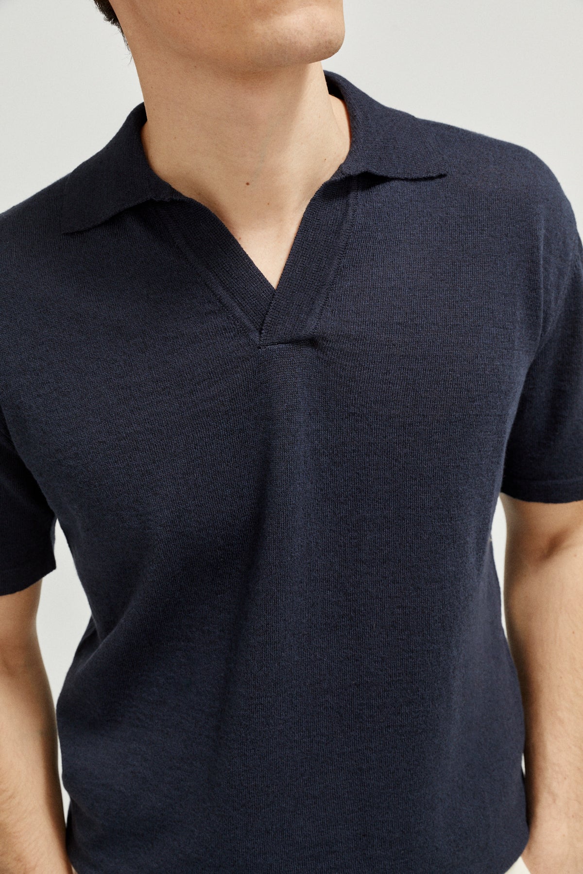 the linen cotton vintage polo imperfect version blue navy