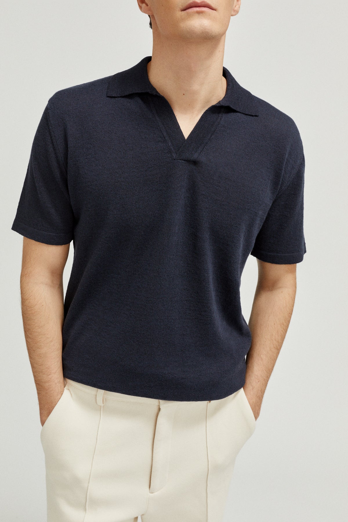the linen cotton vintage polo imperfect version blue navy