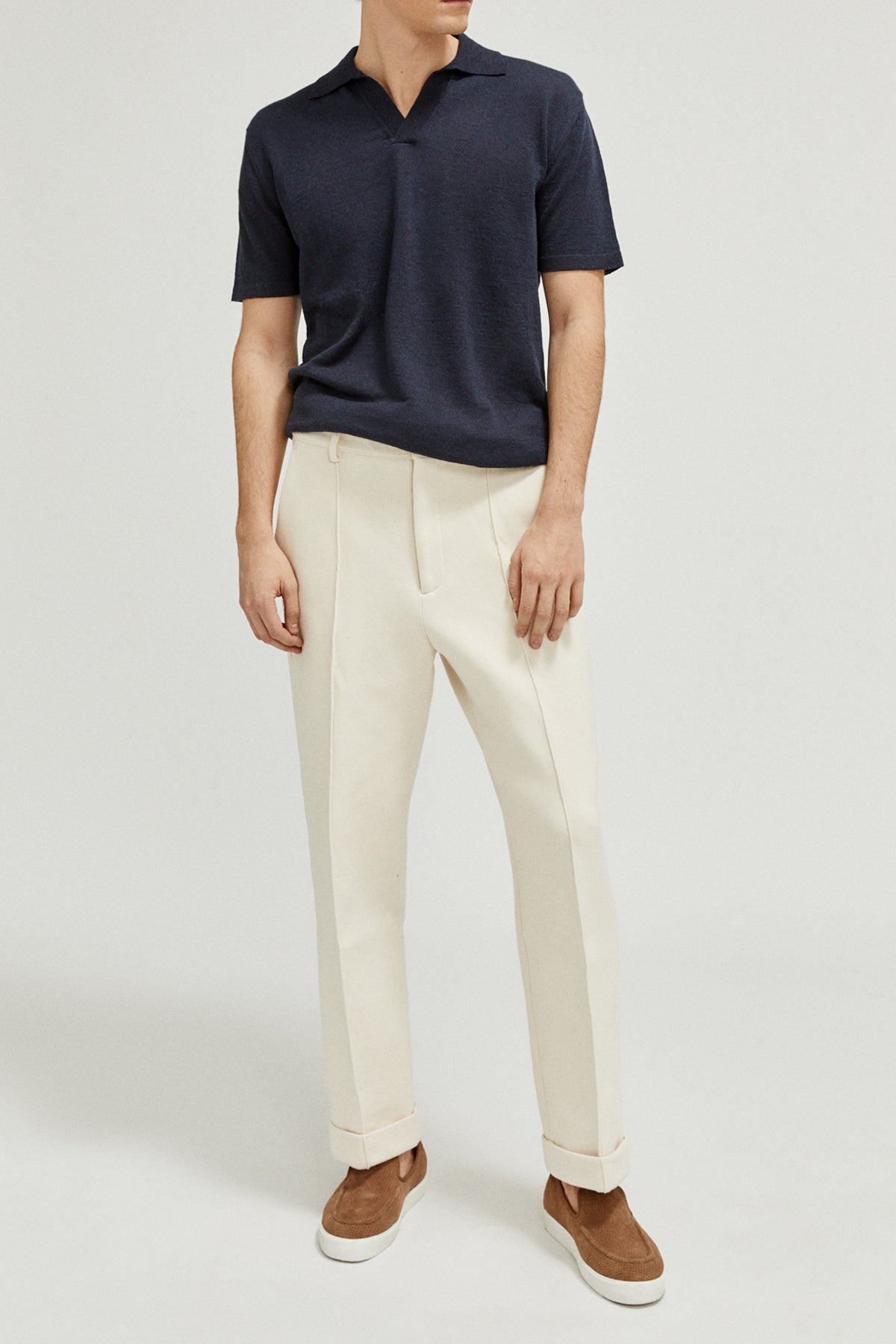 the linen cotton vintage polo imperfect version blue navy