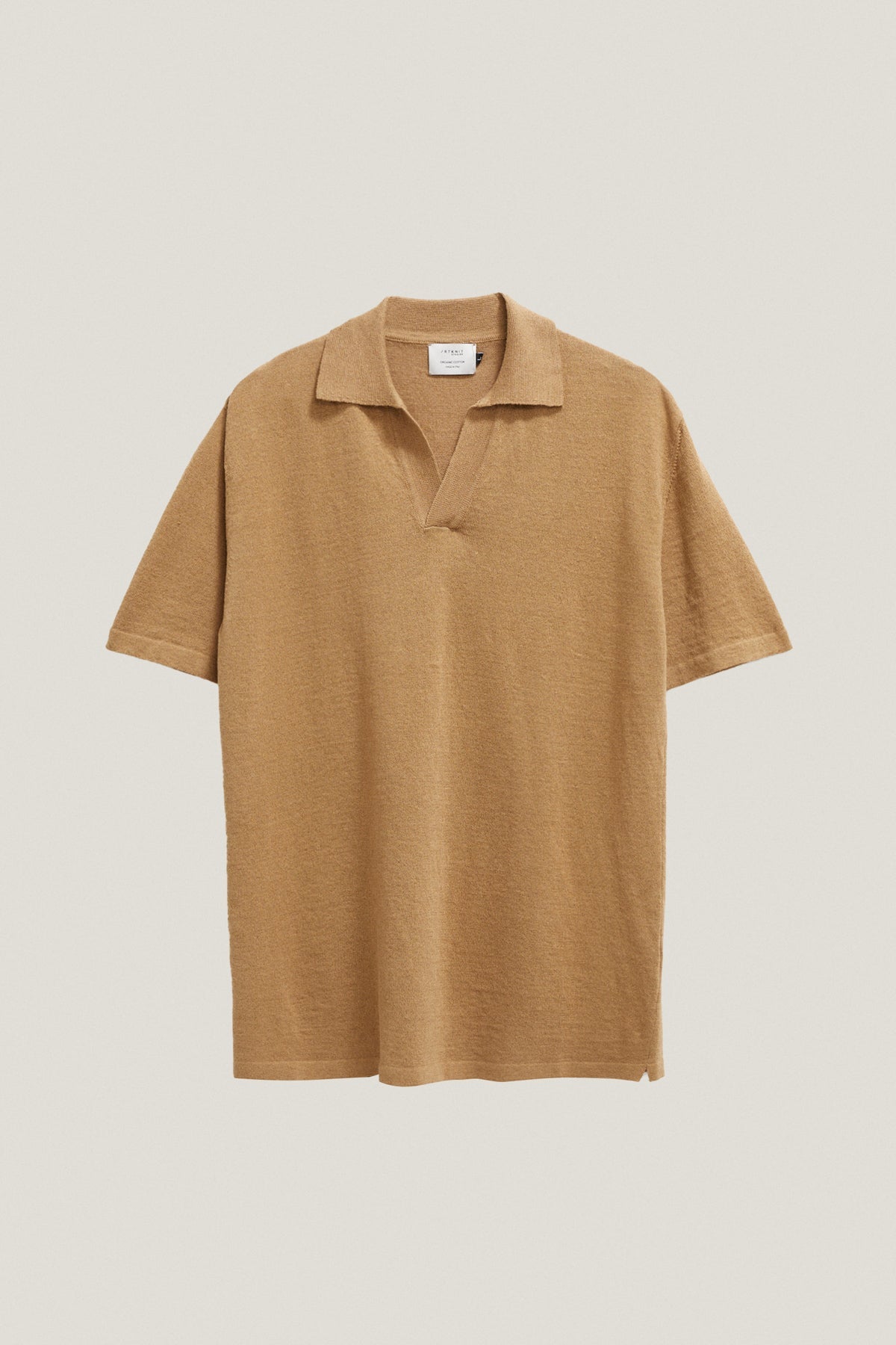 the linen cotton short sleeve polo imperfect version 4 camel