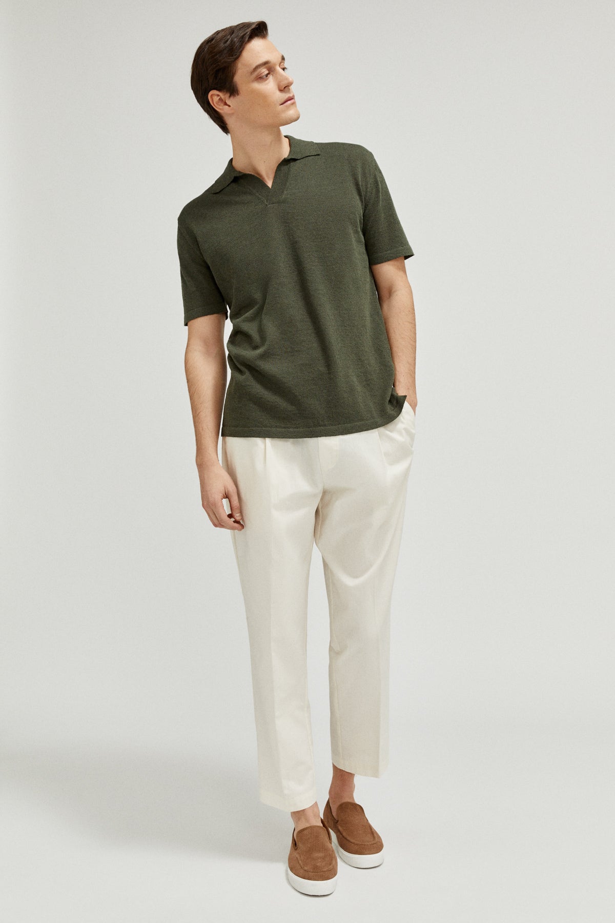 the linen cotton vintage polo military green