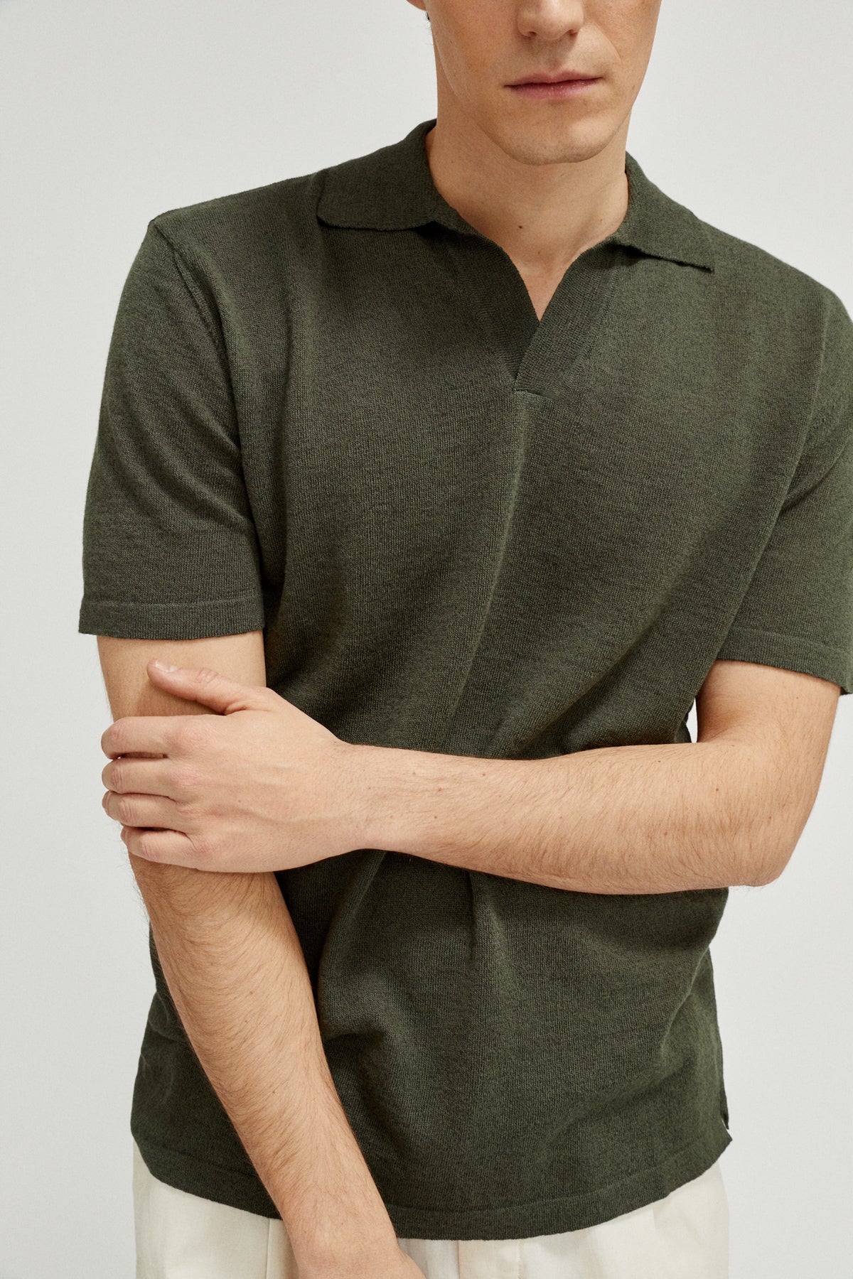 the linen cotton vintage polo military green
