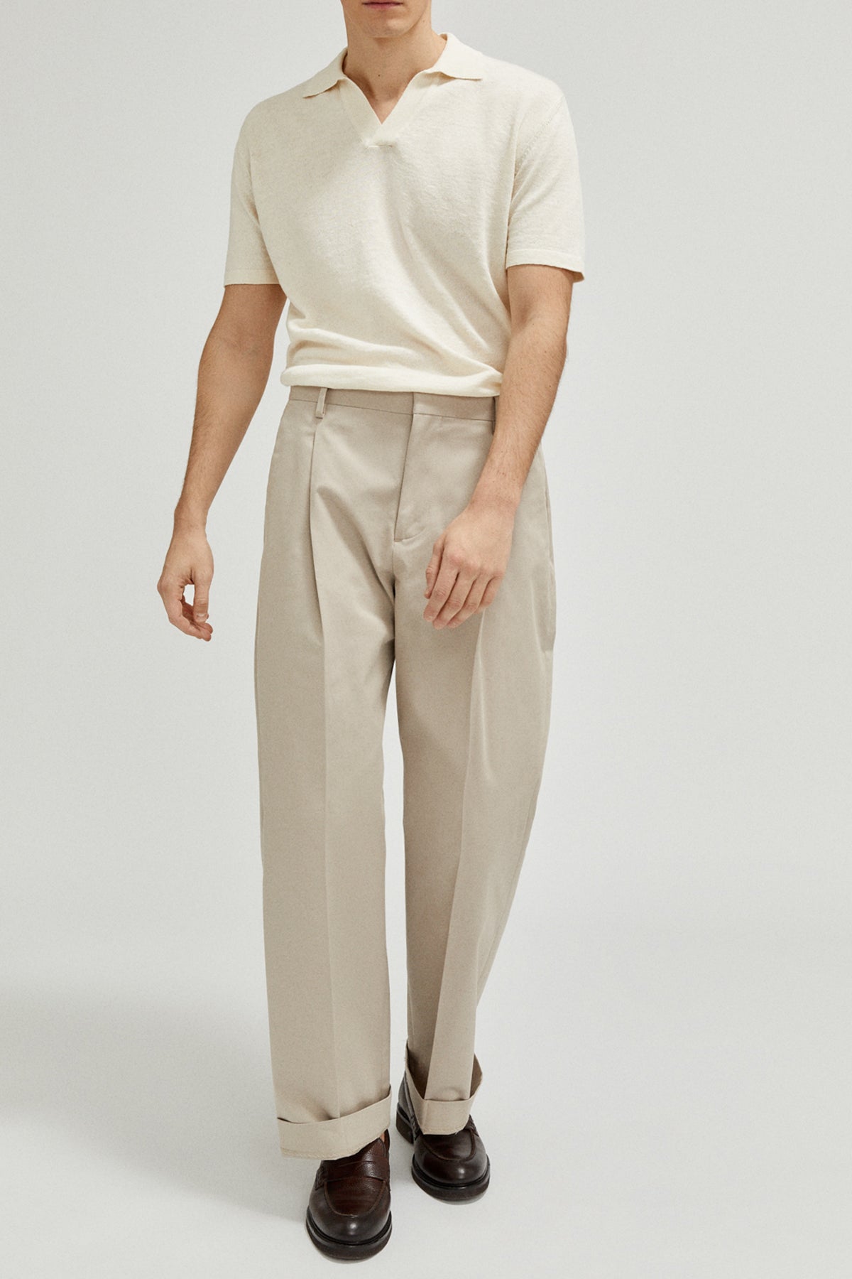 the linen cotton vintage polo imperfect version milk white