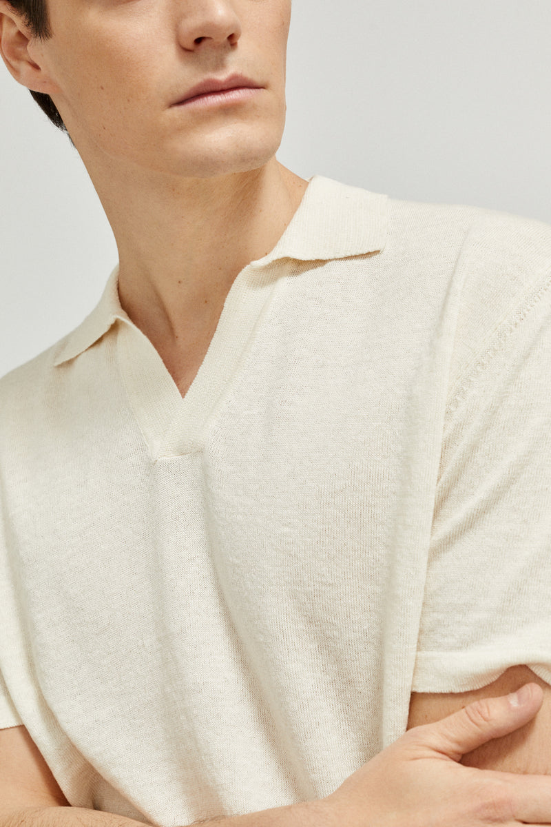 Milk White | The Linen Cotton Short Sleeve Polo – Imperfect Version