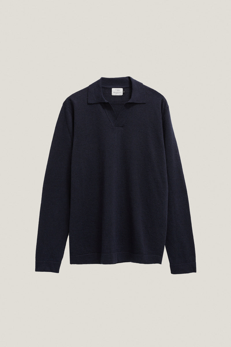 Blue Navy | The Long-Sleeve Linen Cotton Polo – Imperfect Version
