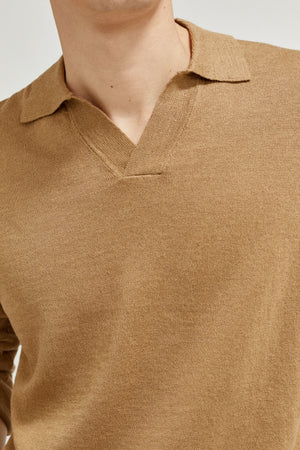 Camel | The Linen Cotton Long-Sleeve Polo – Imperfect Version
