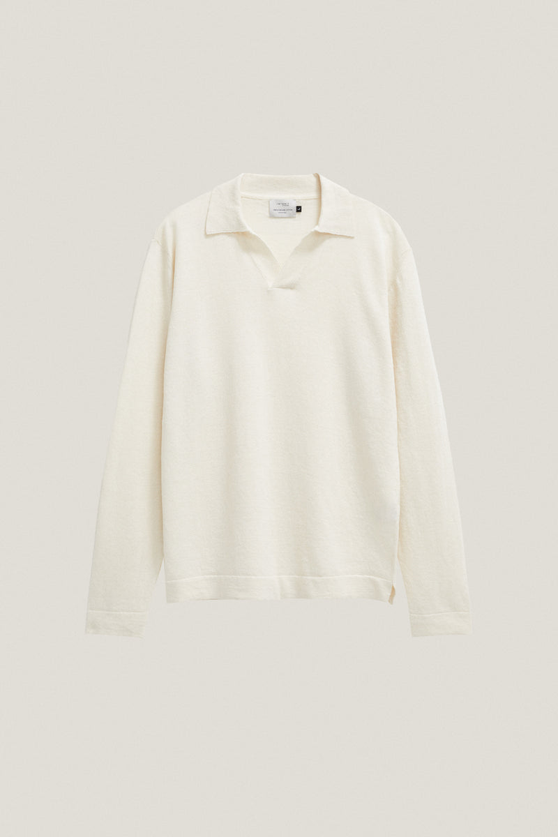 Milk White | The Linen Cotton Long-Sleeve Polo – Imperfect Version