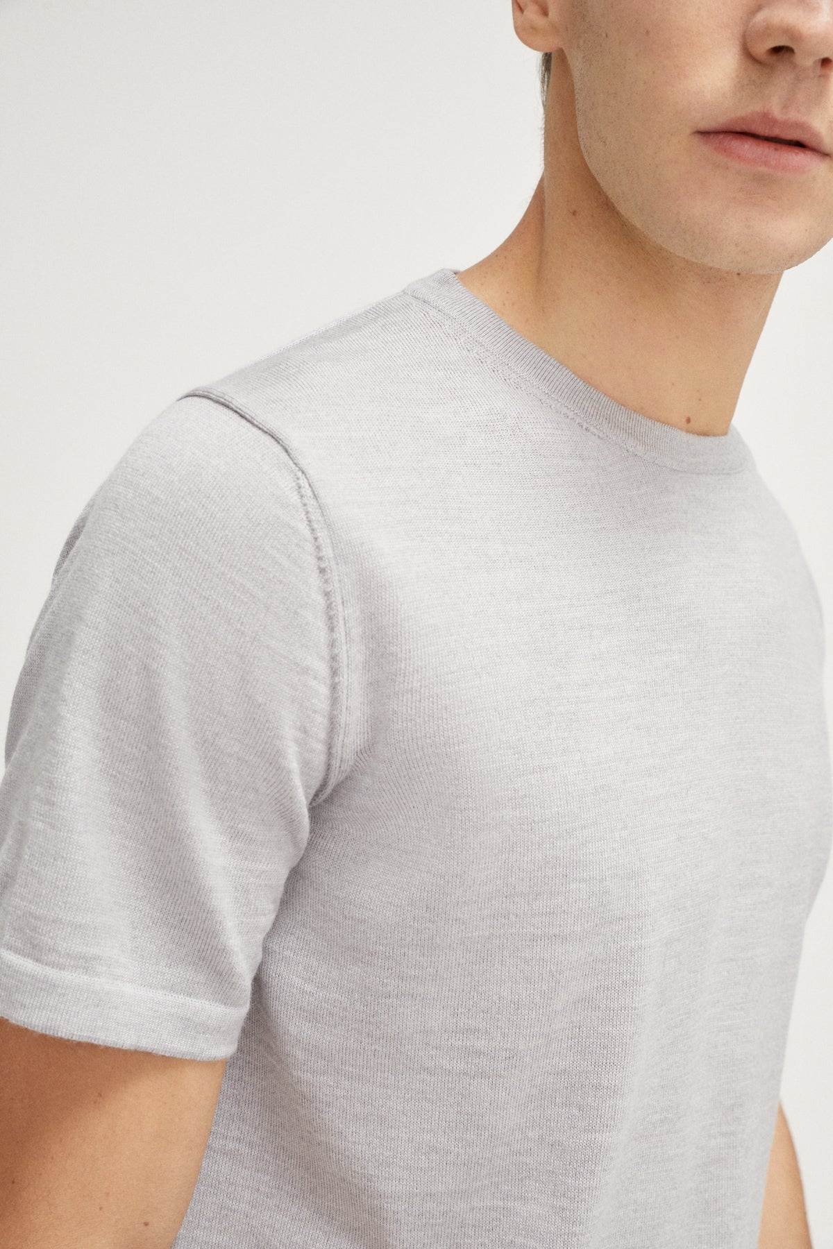 the merino wool knit t shirt imperfect version 6 light grey