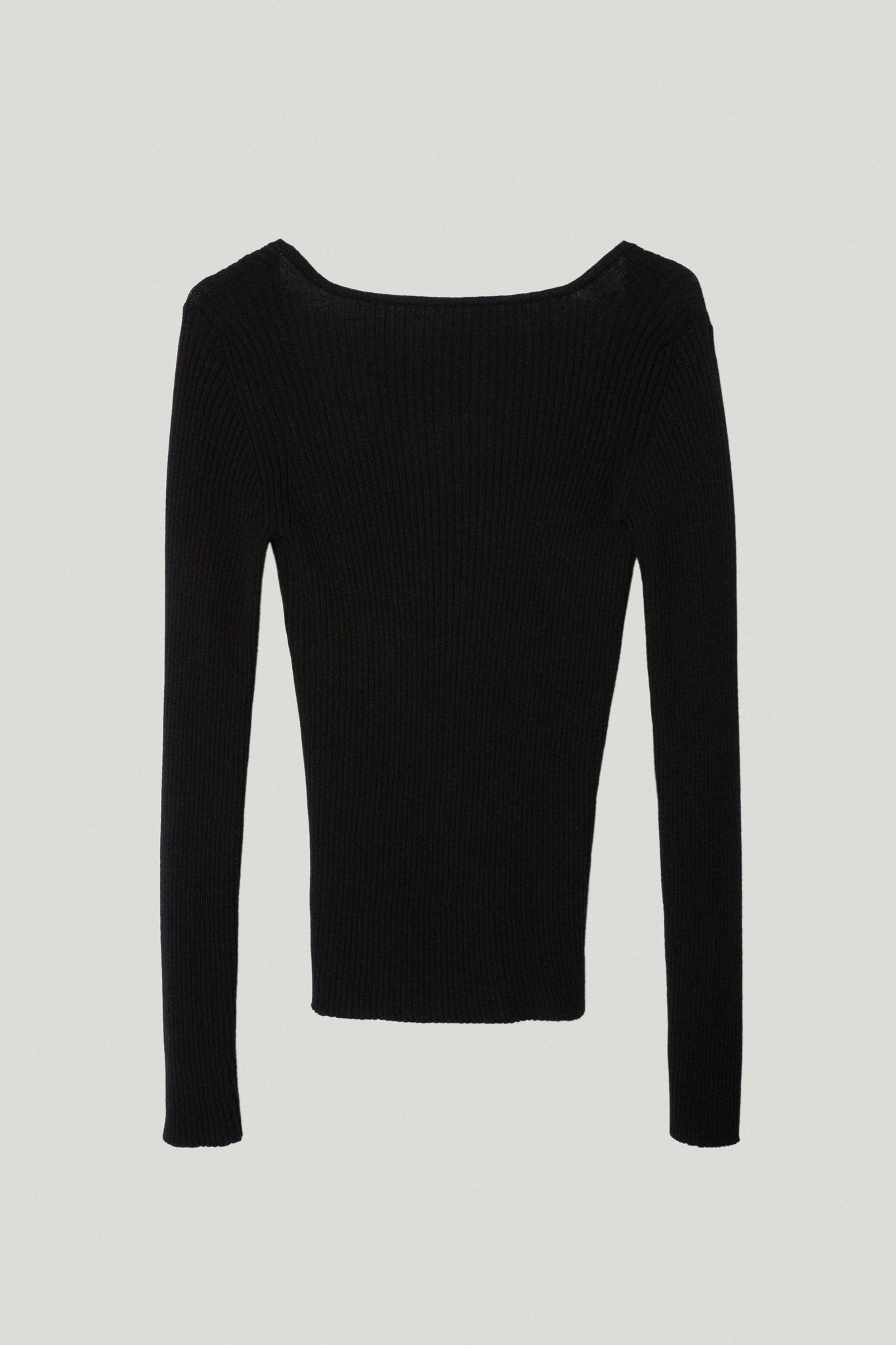 Black | The Merino Wool Back Neckline Top