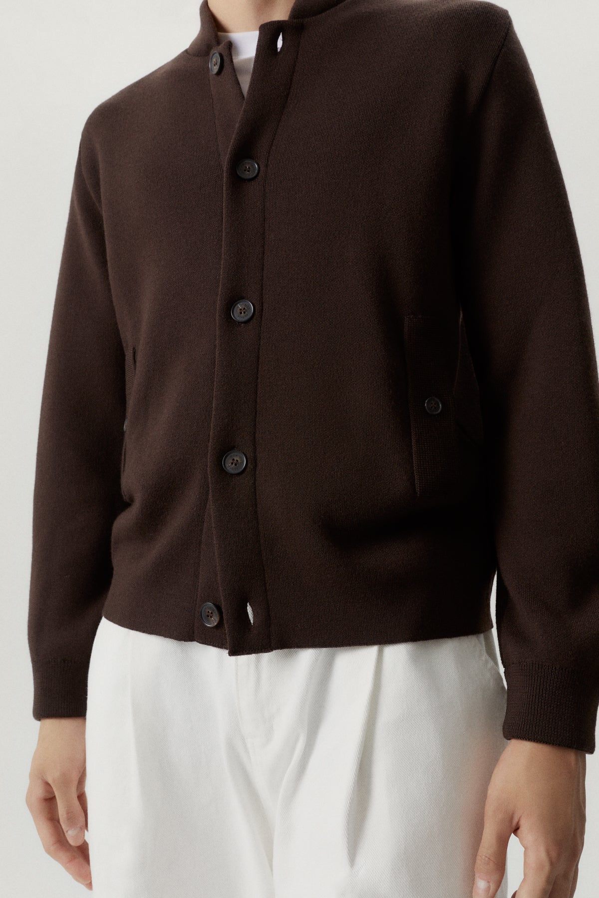 the merino wool bomber mocha brown