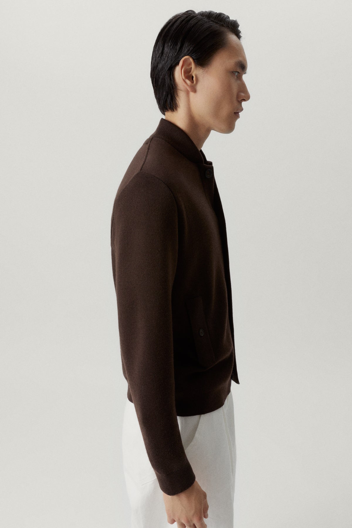 the merino wool bomber mocha brown