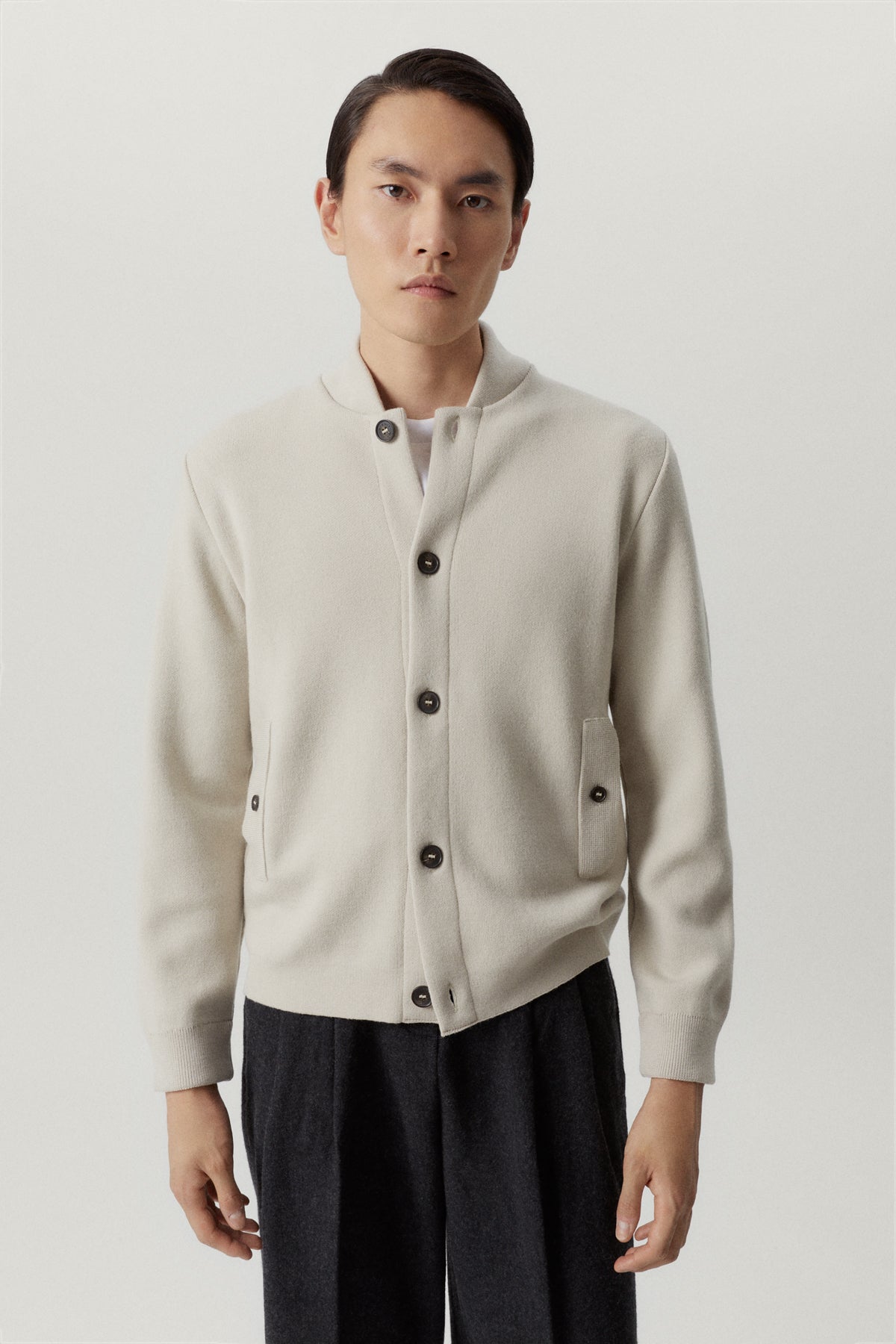 the merino wool bomber pearl