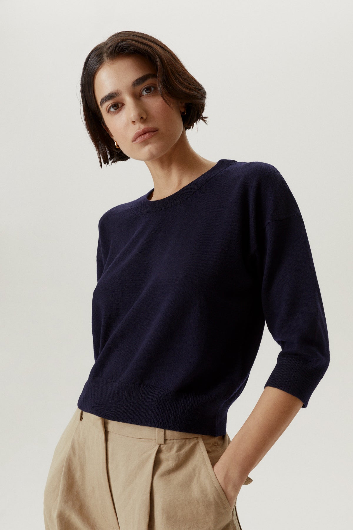 the merino wool boxy t shirt oxford blue