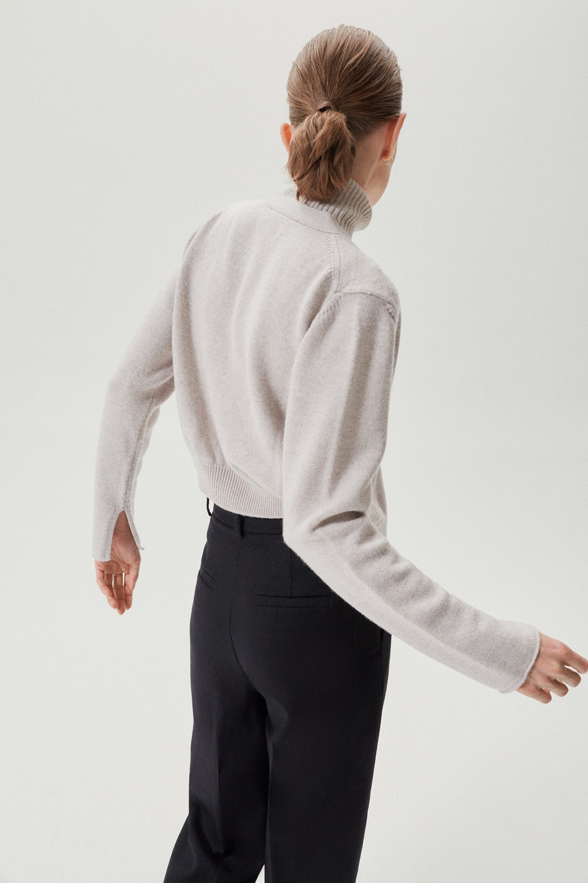 the merino wool crop cardigan greige