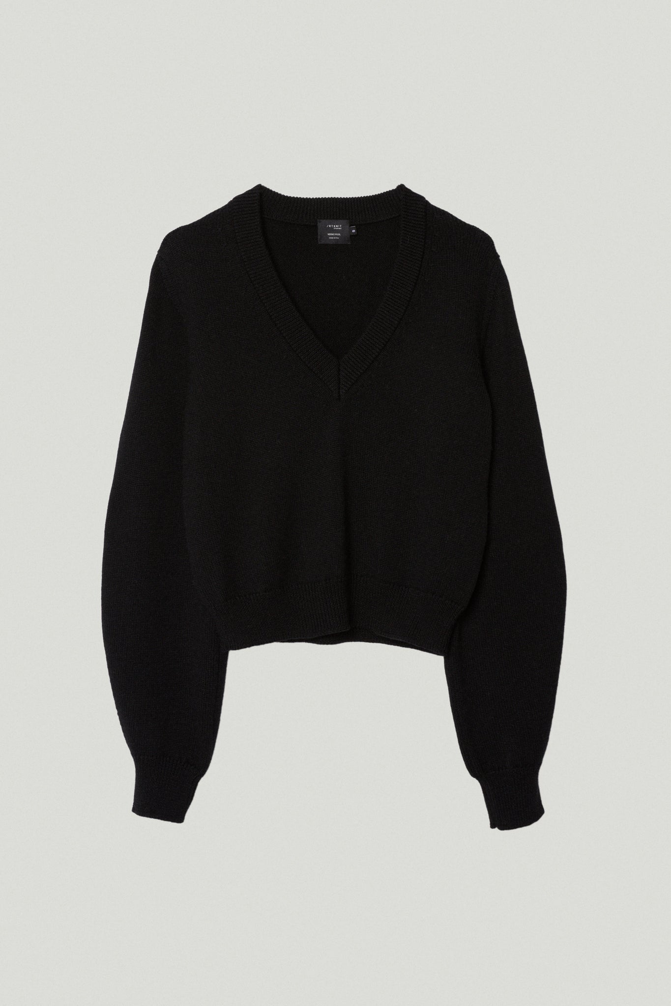 Black | The Merino Wool Cropped V-neck