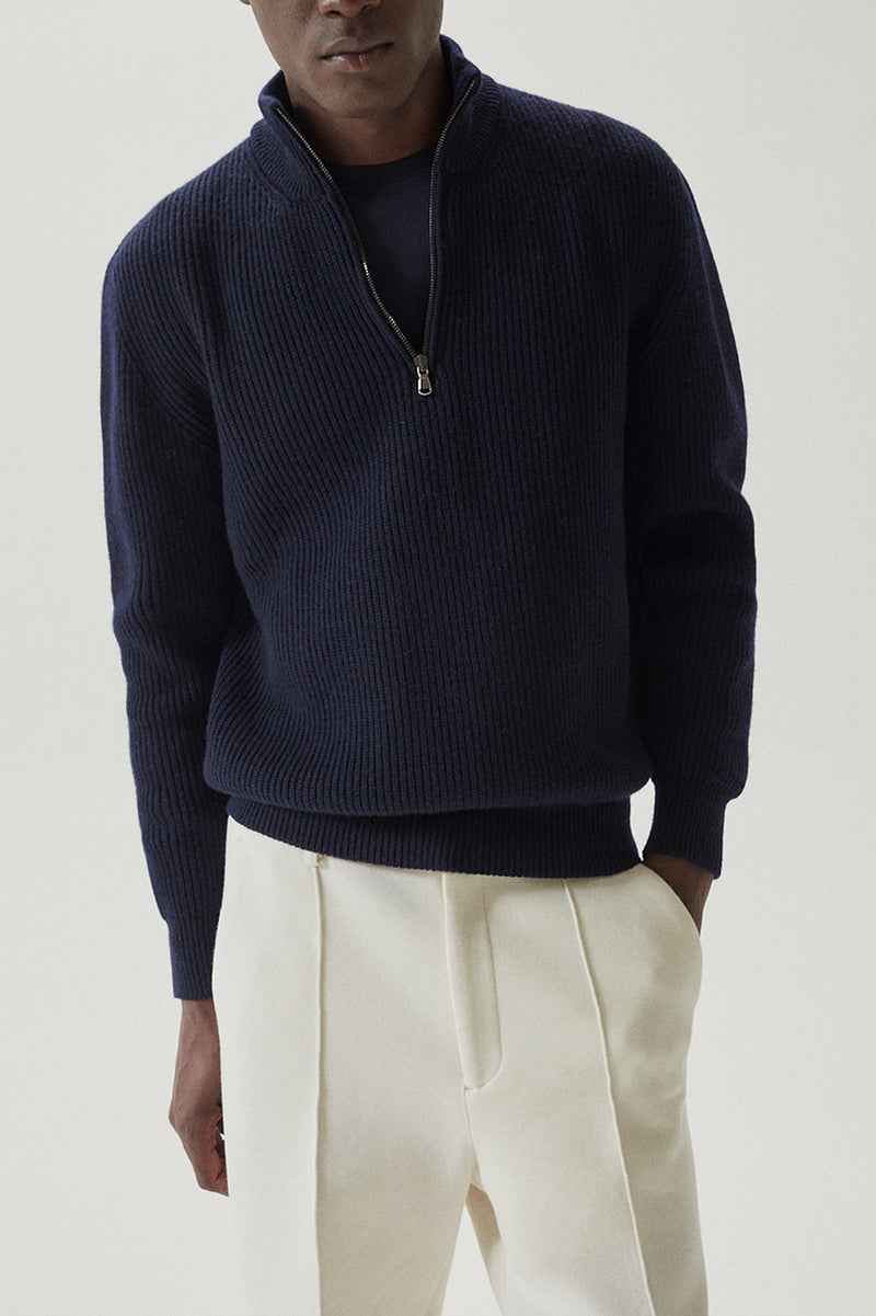 Oxford Blue | The Merino Wool Half-Zip Jumper – Imperfect Version