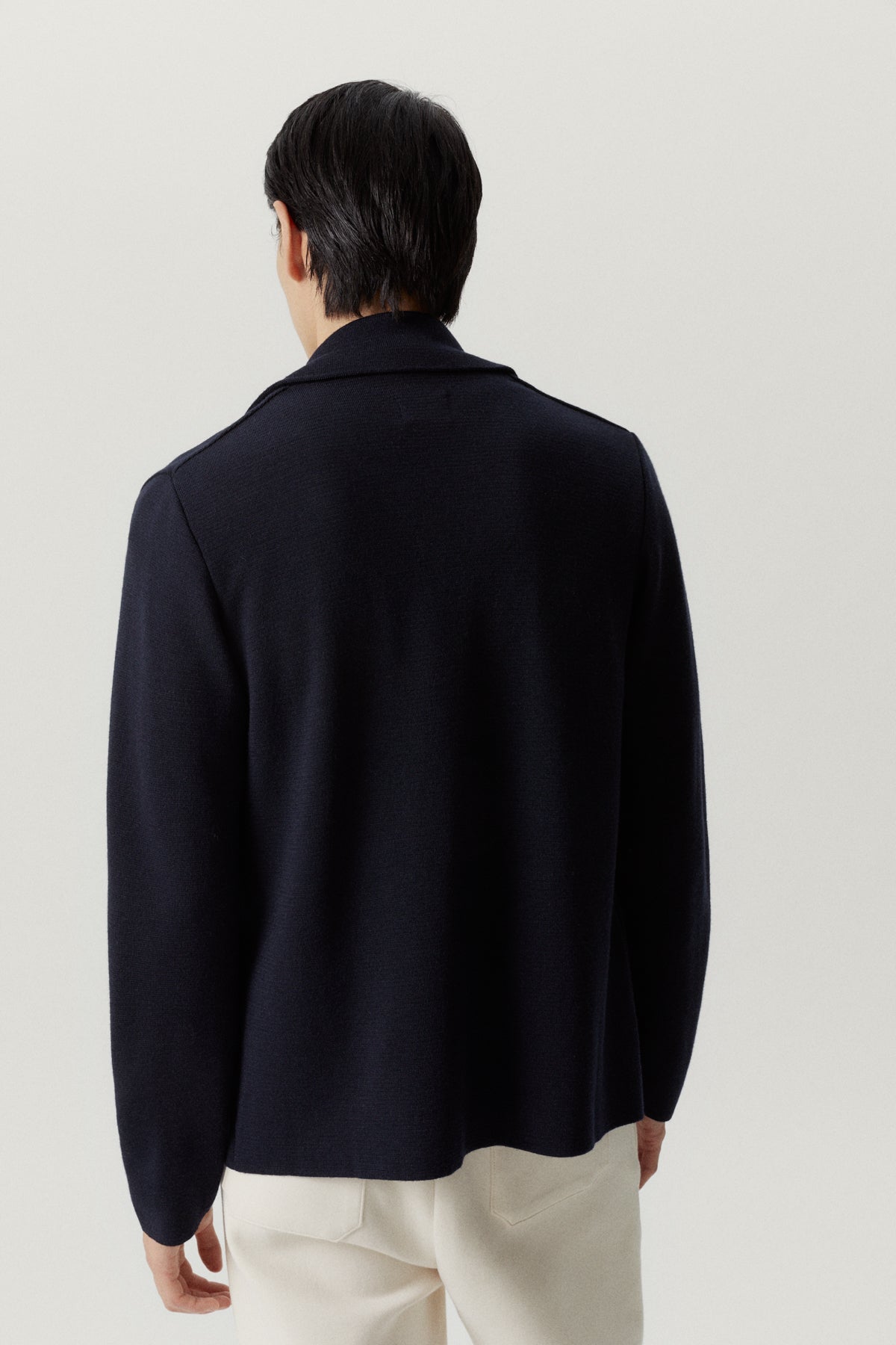 the merino wool knit blazer oxford blue