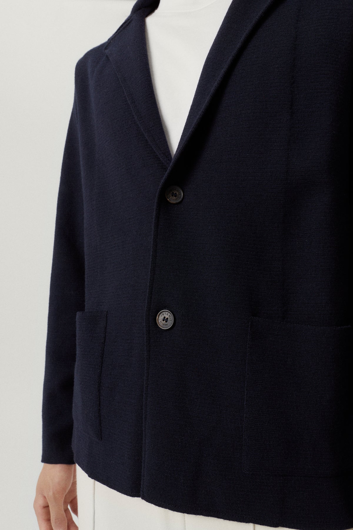 the merino wool knit blazer oxford blue