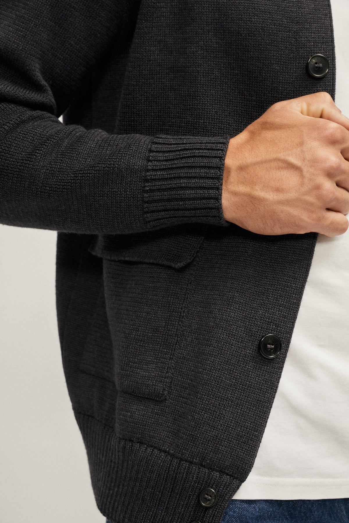 the merino wool patch pocket jacket imperfect version anthracite grey