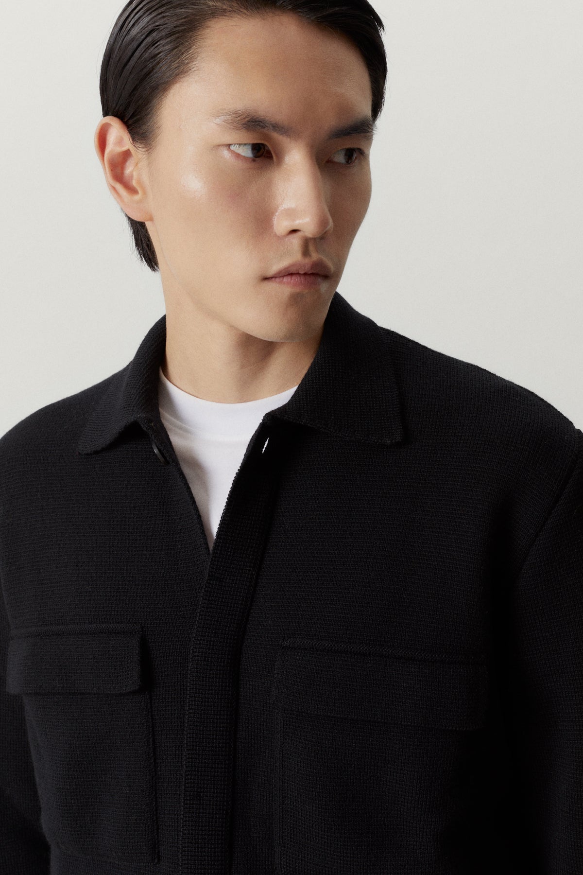 the wool overshirt jacket black