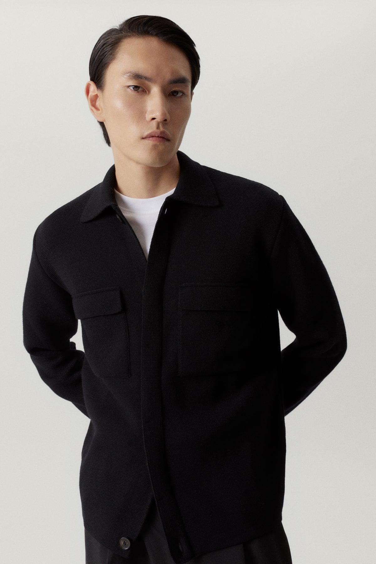 the wool overshirt jacket black