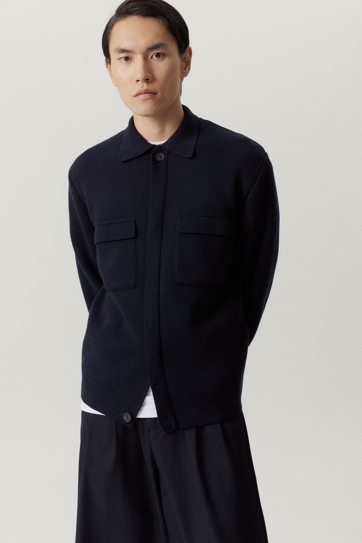 the wool overshirt jacket oxford blue