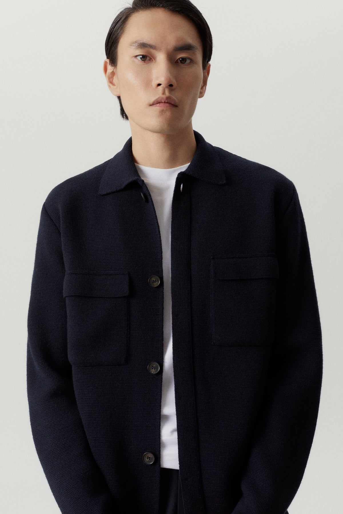 the wool overshirt jacket oxford blue