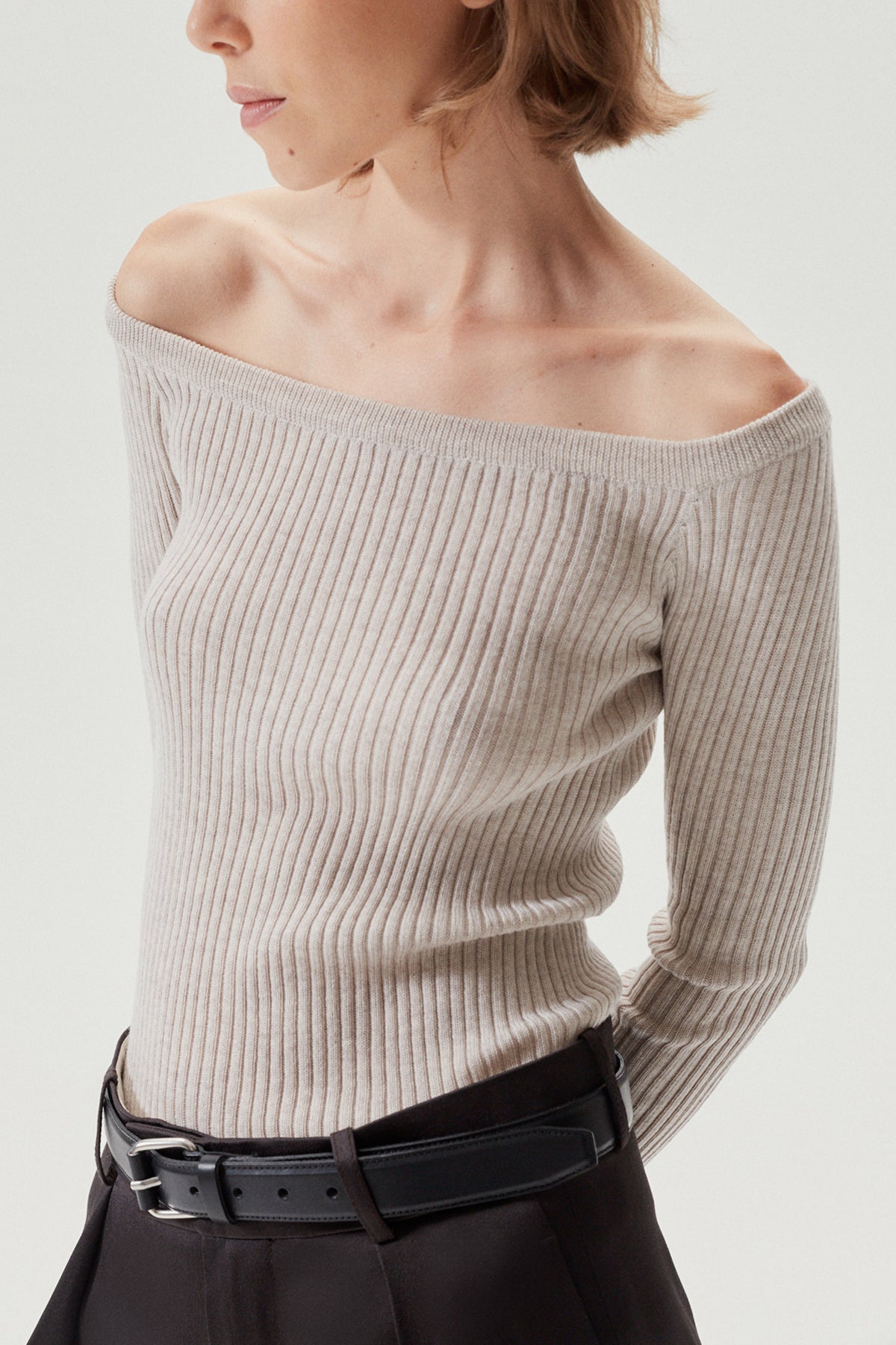 the merino wool off the shoulder top imperfect version pearl