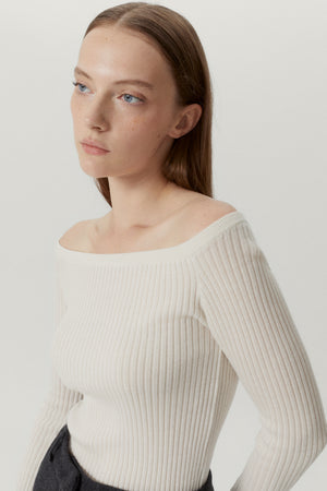 Snow White | The Merino Wool Off-the-shoulder Top