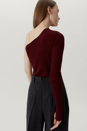 Ruby Red | The Merino Wool One-Shoulder Top