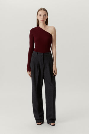 Ruby Red | The Merino Wool One-Shoulder Top