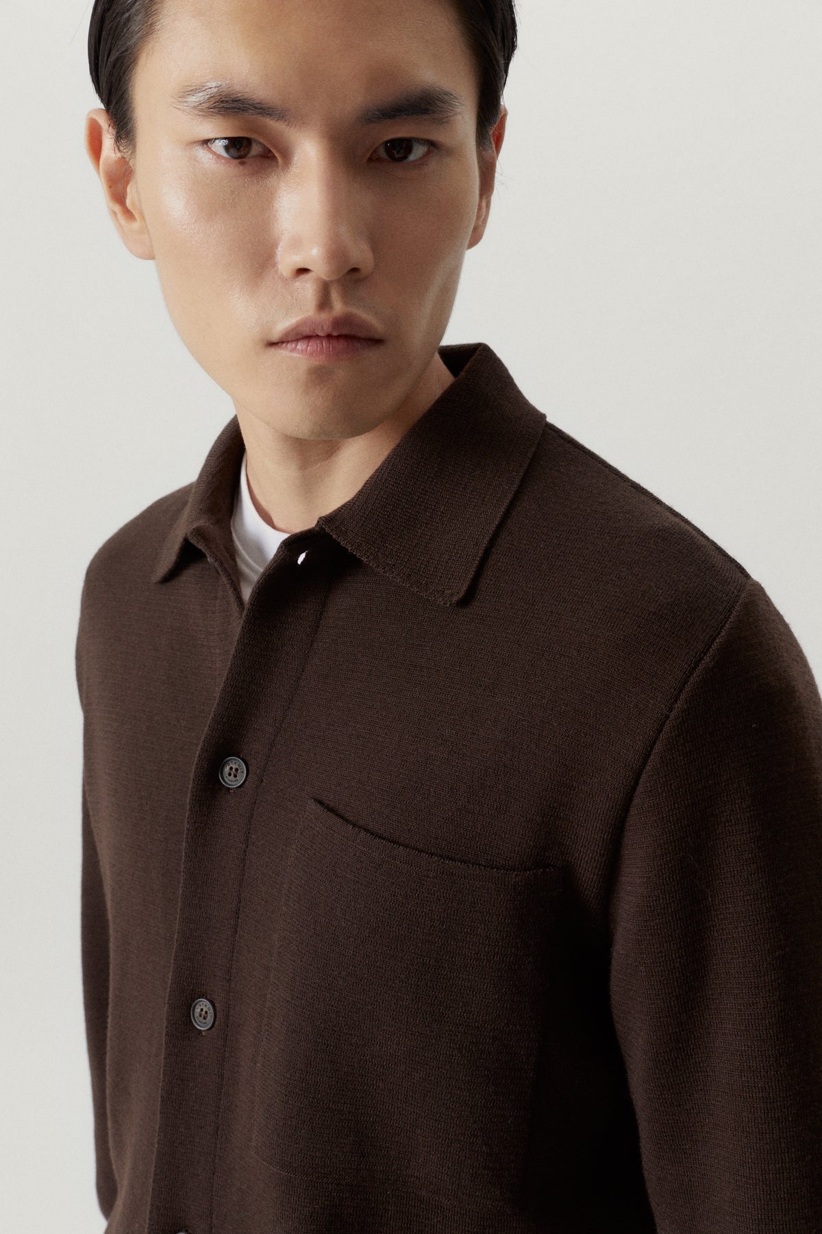 the merino wool overshirt mocha brown