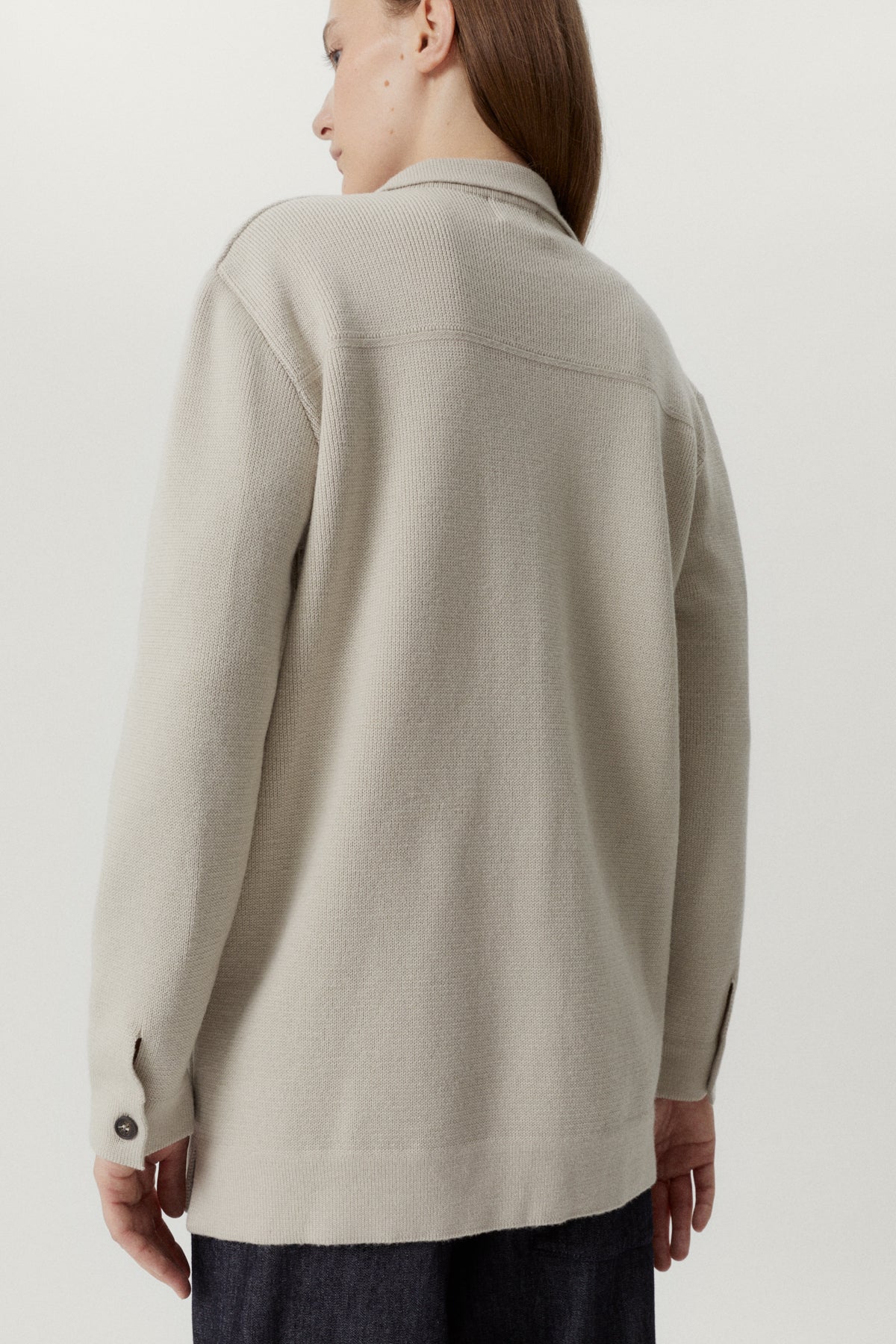 the merino wool long jacket pearl