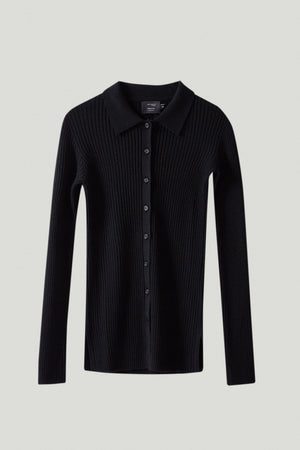 Black | The Merino Wool Ribbed Shirt
